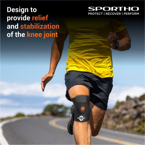 NIVIA  Basic Patella Knee Support With Adjustable Vecro, Knee Braces & Sleeves, For Pain Relief & Recovery  Available in  S | M | L  | XL & Black Color , Used for Rehabilitation & Recovery