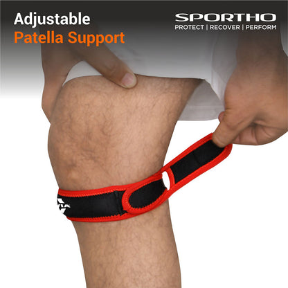 NIVIA Knee Patella Support With Adjustable Velcro, Patella Supports, For Minimum impact on joints and muscles. Available in  S | M | L  | XL & Black / Red Color , Used for Rehabilitation & Recovery