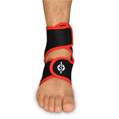 NIVIA Ankle Support With Adjustable Velcro, Ankle Sleeves, Braces or Wraps , For Injury Prevention  Available in  S | M | L  | XL & Black / Red Color , Used for Rehabilitation & Recovery