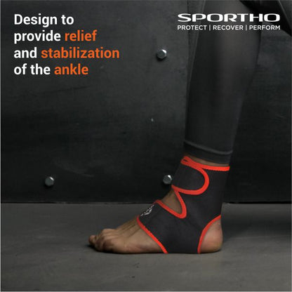 NIVIA Ankle Support With Adjustable Velcro, Ankle Sleeves, Braces or Wraps , For Injury Prevention  Available in  S | M | L  | XL & Black / Red Color , Used for Rehabilitation & Recovery