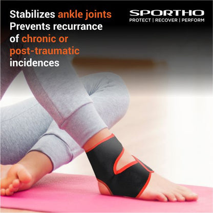 NIVIA Ankle Support With Adjustable Velcro, Ankle Sleeves, Braces or Wraps , For Injury Prevention  Available in  S | M | L  | XL & Black / Red Color , Used for Rehabilitation & Recovery