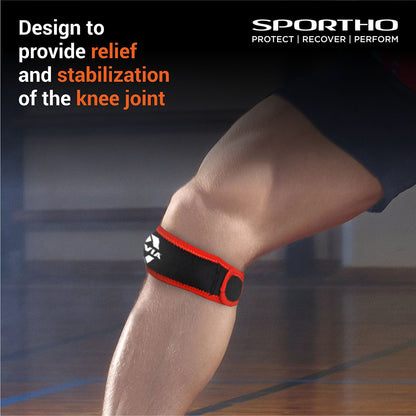 NIVIA Knee Patella Support With Adjustable Velcro, Patella Supports, For Minimum impact on joints and muscles. Available in  S | M | L  | XL & Black / Red Color , Used for Rehabilitation & Recovery