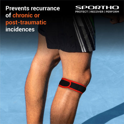 NIVIA Knee Patella Support With Adjustable Velcro, Patella Supports, For Minimum impact on joints and muscles. Available in  S | M | L  | XL & Black / Red Color , Used for Rehabilitation & Recovery