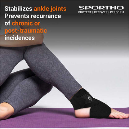 Ankle Support Wrap With Velcro, Ankle Sleeves, Braces or Wraps , For Pain Relief & Recovery  Available in XS | S | M | L  | XL & Black Color , Used for Rehabilitation & Recovery