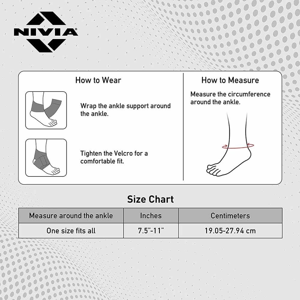 NIVIA Compression Ankle Wraps with Velcro, Ankle Sleeves, Braces or Wraps , For Compression & Circulation Available in  S | M | L  | XL & Sky BlueColor , Used for Rehabilitation & Recovery